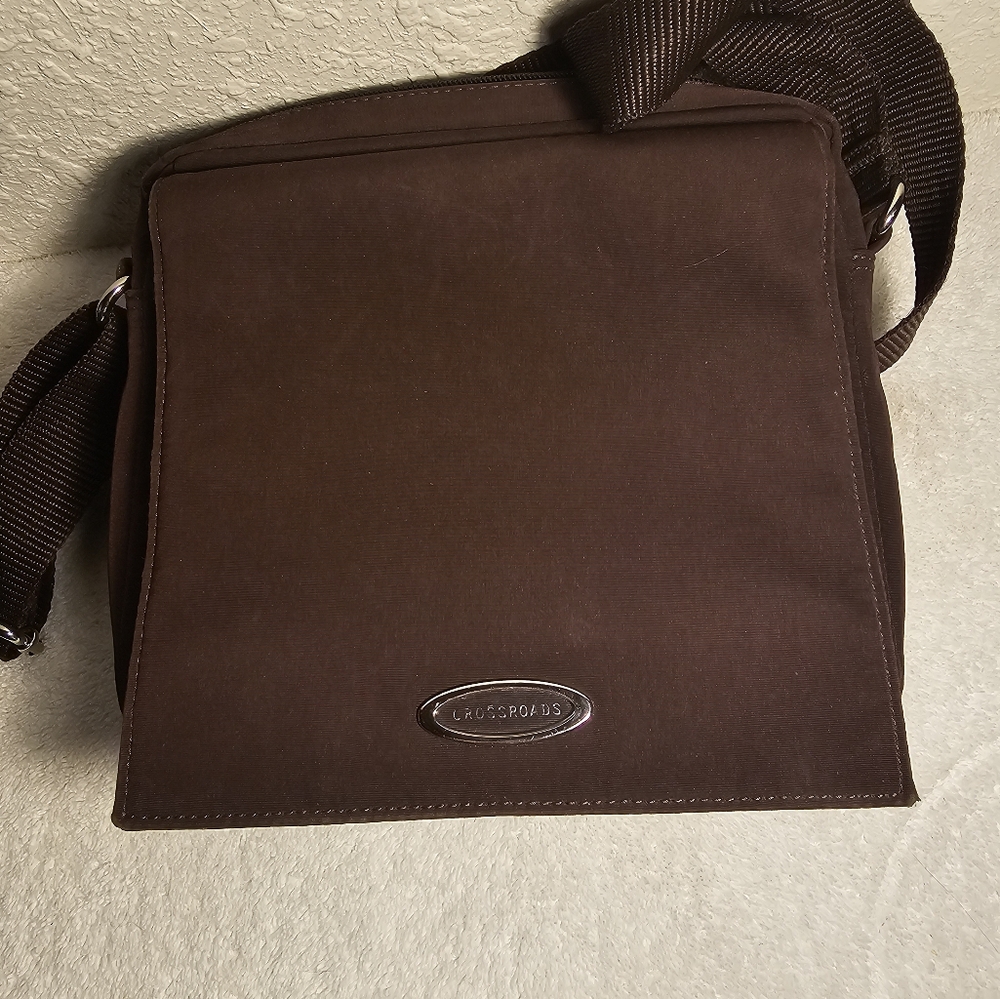 Crossroads Sling, Brown Leather Flat Bag, Travel Cross Body, Sports Shoulder Bag